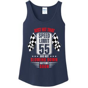 55th Birthday Speed Limit Sign 55 Years Old Funny Racing Ladies Essential Tank