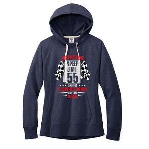 55th Birthday Speed Limit Sign 55 Years Old Funny Racing Women's Fleece Hoodie