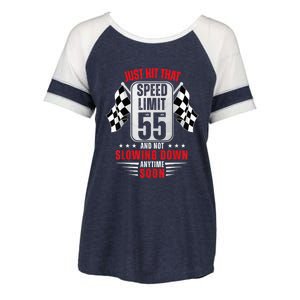 55th Birthday Speed Limit Sign 55 Years Old Funny Racing Enza Ladies Jersey Colorblock Tee