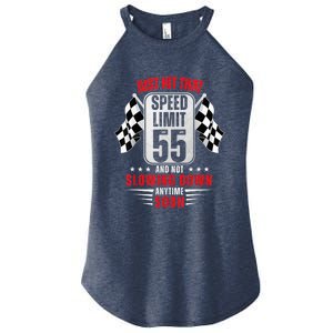 55th Birthday Speed Limit Sign 55 Years Old Funny Racing Women's Perfect Tri Rocker Tank