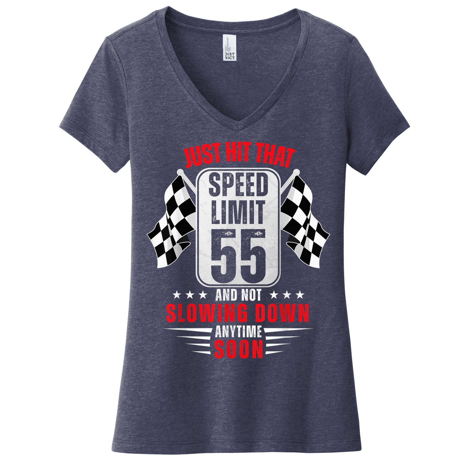 55th Birthday Speed Limit Sign 55 Years Old Funny Racing Women's V-Neck T-Shirt