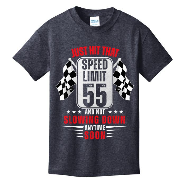 55th Birthday Speed Limit Sign 55 Years Old Funny Racing Kids T-Shirt