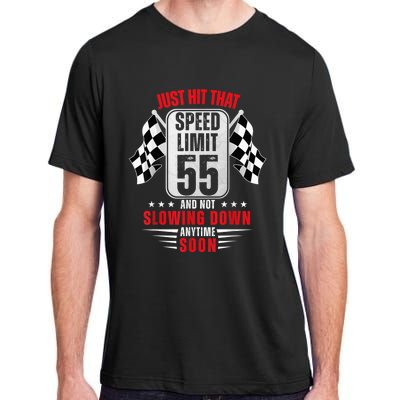 55th Birthday Speed Limit Sign 55 Years Old Funny Racing Adult ChromaSoft Performance T-Shirt