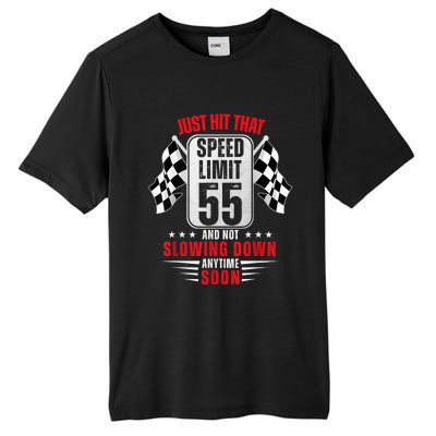 55th Birthday Speed Limit Sign 55 Years Old Funny Racing Tall Fusion ChromaSoft Performance T-Shirt