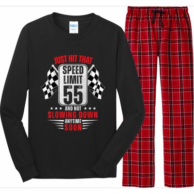 55th Birthday Speed Limit Sign 55 Years Old Funny Racing Long Sleeve Pajama Set