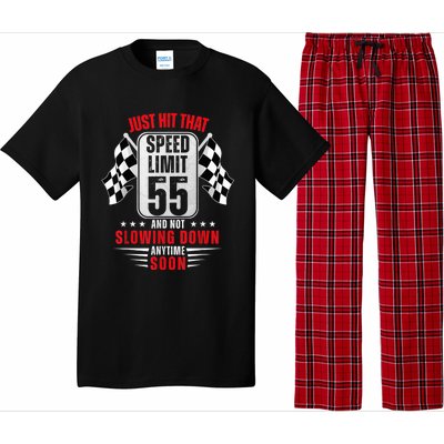 55th Birthday Speed Limit Sign 55 Years Old Funny Racing Pajama Set