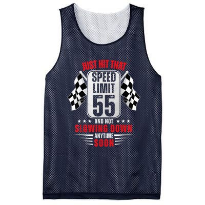 55th Birthday Speed Limit Sign 55 Years Old Funny Racing Mesh Reversible Basketball Jersey Tank