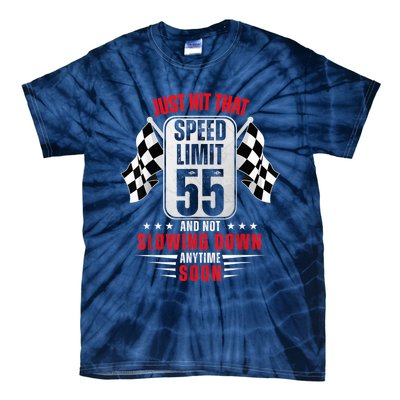 55th Birthday Speed Limit Sign 55 Years Old Funny Racing Tie-Dye T-Shirt