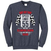 55th Birthday Speed Limit Sign 55 Years Old Funny Racing Sweatshirt