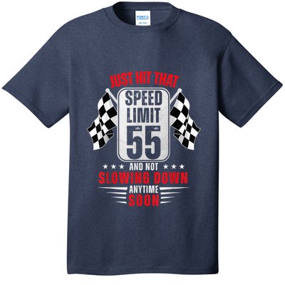 55th Birthday Speed Limit Sign 55 Years Old Funny Racing T-Shirt