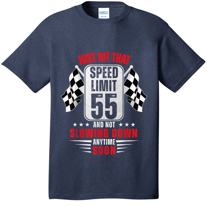 55th Birthday Speed Limit Sign 55 Years Old Funny Racing T-Shirt