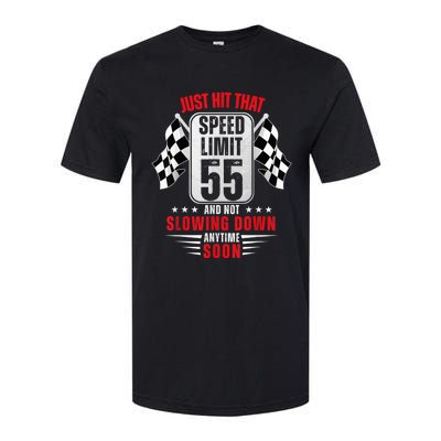 55th Birthday Speed Limit Sign 55 Years Old Funny Racing Softstyle CVC T-Shirt