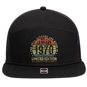 55th Birthday The Real Legends January 1970 55 Years Old 7 Panel Mesh Trucker Snapback Hat