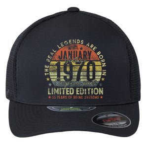 55th Birthday The Real Legends January 1970 55 Years Old Flexfit Unipanel Trucker Cap