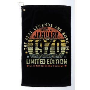 55th Birthday The Real Legends January 1970 55 Years Old Platinum Collection Golf Towel