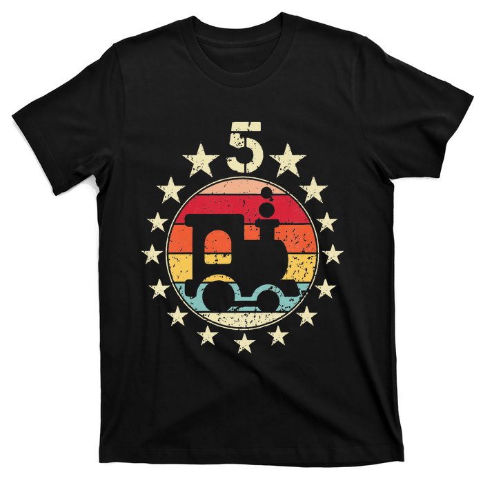 5th Birthday Train Fifth 5 Year Old Birthday T-Shirt