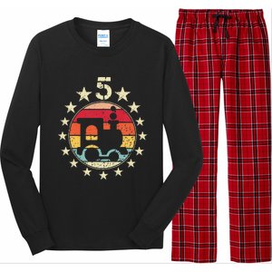 5th Birthday Train Fifth 5 Year Old Birthday Long Sleeve Pajama Set