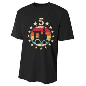 5th Birthday Train Fifth 5 Year Old Birthday Performance Sprint T-Shirt