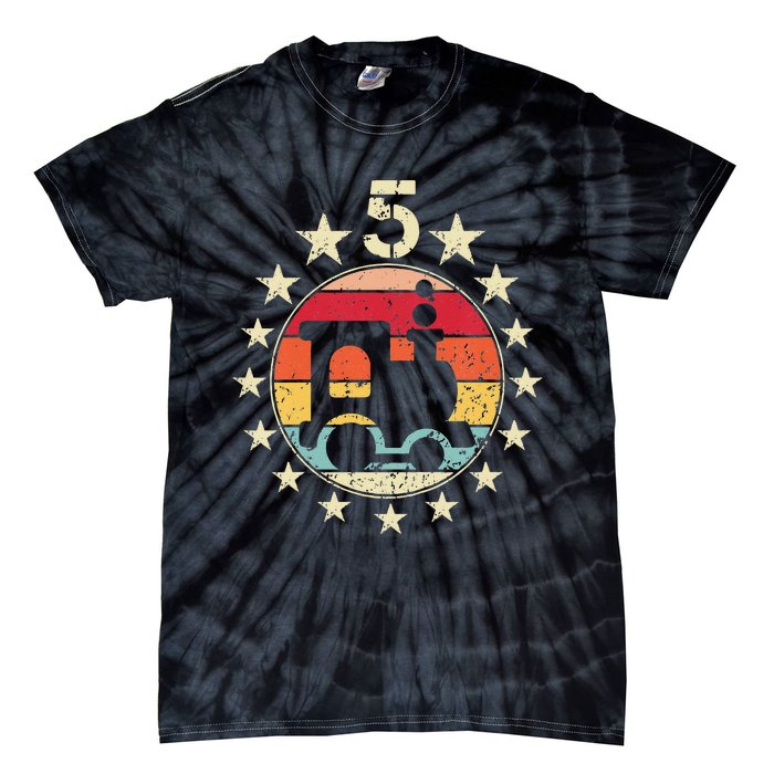 5th Birthday Train Fifth 5 Year Old Birthday Tie-Dye T-Shirt