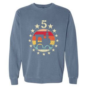 5th Birthday Train Fifth 5 Year Old Birthday Garment-Dyed Sweatshirt