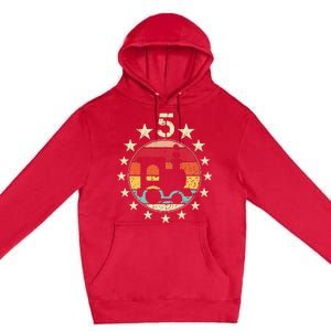 5th Birthday Train Fifth 5 Year Old Birthday Premium Pullover Hoodie