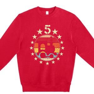 5th Birthday Train Fifth 5 Year Old Birthday Premium Crewneck Sweatshirt