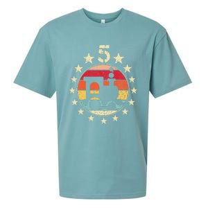 5th Birthday Train Fifth 5 Year Old Birthday Sueded Cloud Jersey T-Shirt