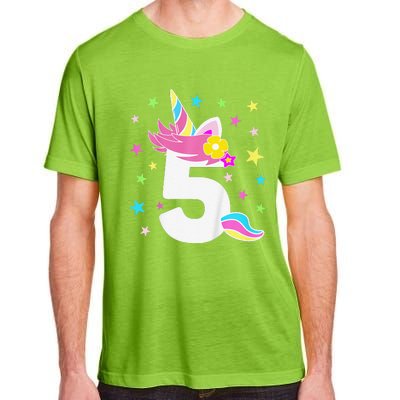 5th Birthday Unicorn Number 5 Year Old BDay Adult ChromaSoft Performance T-Shirt