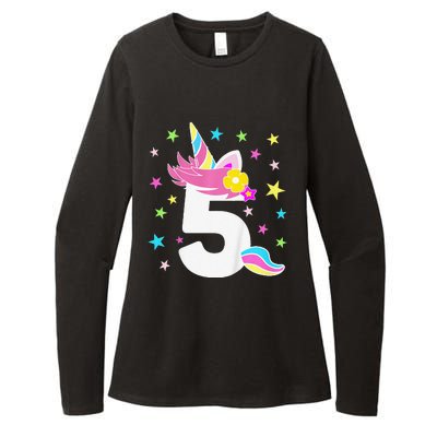 5th Birthday Unicorn Number 5 Year Old BDay Womens CVC Long Sleeve Shirt