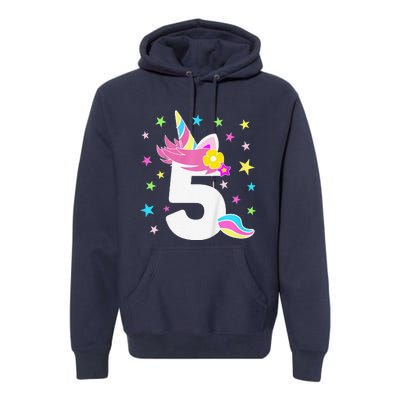 5th Birthday Unicorn Number 5 Year Old BDay Premium Hoodie