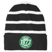 50th Birthday Vintage 1973 Original Parts 50 Years Old Striped Beanie with Solid Band