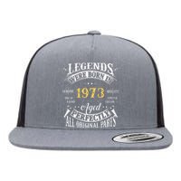 50th Birthday Vintage Legends Born In 1973 50 Years Old Cute Flat Bill Trucker Hat