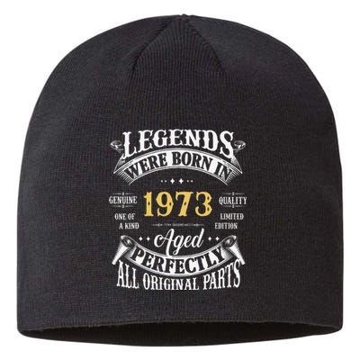 50th Birthday Vintage Legends Born In 1973 50 Years Old Cute Sustainable Beanie