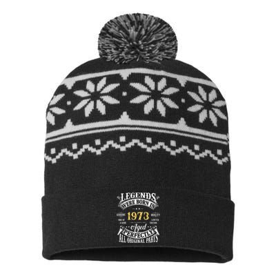 50th Birthday Vintage Legends Born In 1973 50 Years Old Cute USA-Made Snowflake Beanie