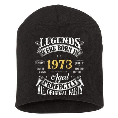 50th Birthday Vintage Legends Born In 1973 50 Years Old Cute Short Acrylic Beanie