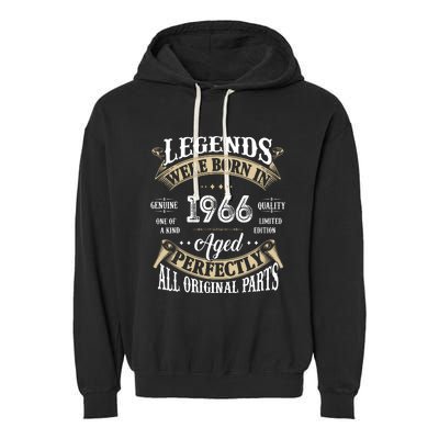 56th Birthday Vintage Legends Born In 1966 Garment-Dyed Fleece Hoodie