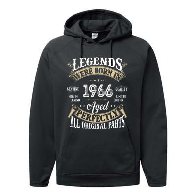 56th Birthday Vintage Legends Born In 1966 Performance Fleece Hoodie