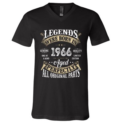 56th Birthday Vintage Legends Born In 1966 V-Neck T-Shirt