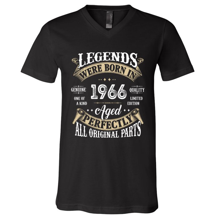 56th Birthday Vintage Legends Born In 1966 V-Neck T-Shirt