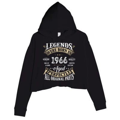 56th Birthday Vintage Legends Born In 1966 Crop Fleece Hoodie