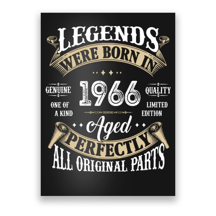 56th Birthday Vintage Legends Born In 1966 Poster