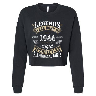 56th Birthday Vintage Legends Born In 1966 Cropped Pullover Crew