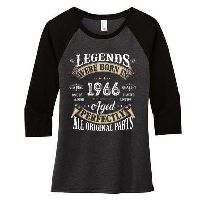 56th Birthday Vintage Legends Born In 1966 Women's Tri-Blend 3/4-Sleeve Raglan Shirt