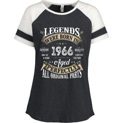 56th Birthday Vintage Legends Born In 1966 Enza Ladies Jersey Colorblock Tee