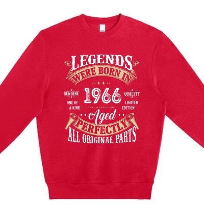 56th Birthday Vintage Legends Born In 1966 Premium Crewneck Sweatshirt