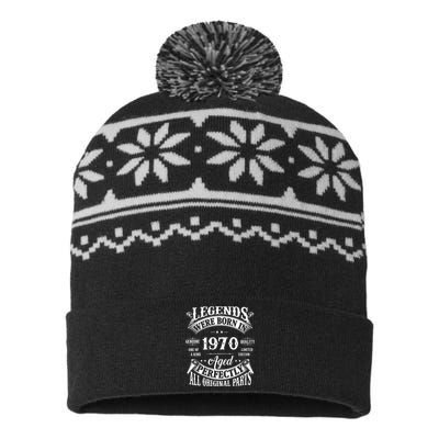 54th Birthday Vintage Legends Born In 1970 54 Years Old USA-Made Snowflake Beanie