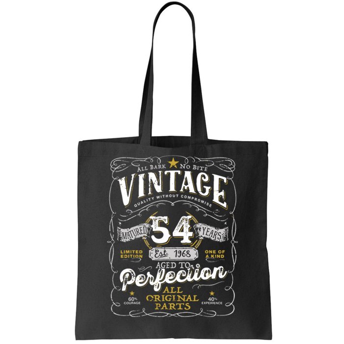 54th Birthday Vintage 1968 Birthday For Women Funny Men 54 Years Old Tote Bag