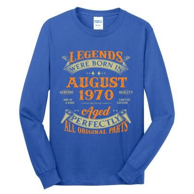 53rd Birthday Vintage Legends Born In August 1970 Gift Tall Long Sleeve T-Shirt