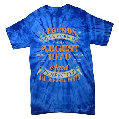 53rd Birthday Vintage Legends Born In August 1970 Gift Tie-Dye T-Shirt