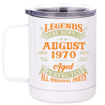 53rd Birthday Vintage Legends Born In August 1970 Gift 12 oz Stainless Steel Tumbler Cup